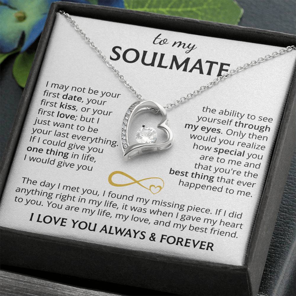 To My Soulmate (I Love You Always & Forever) Message Card Necklace