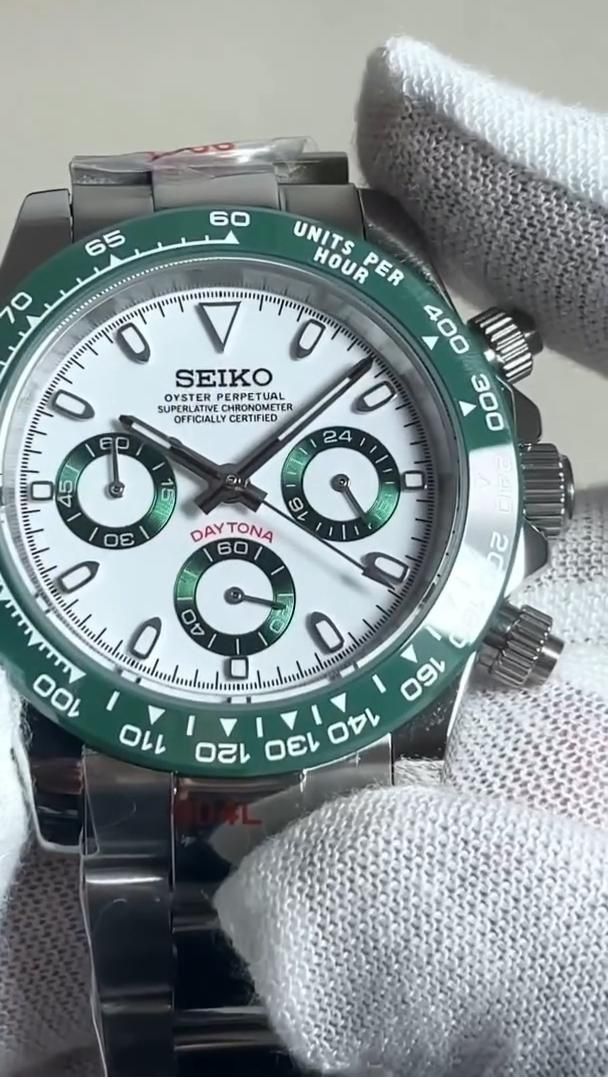 Seiko Mod Daytona White Hulk