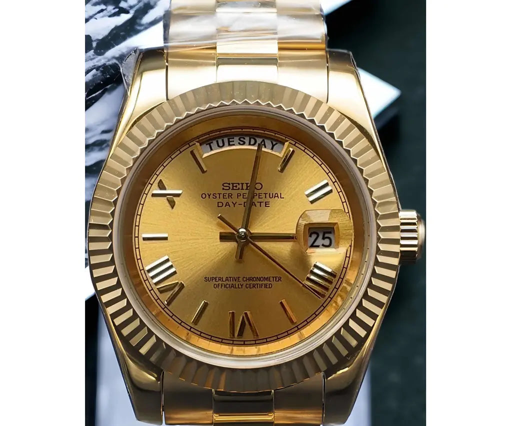 Seiko Mod Datejust Watch - Gold