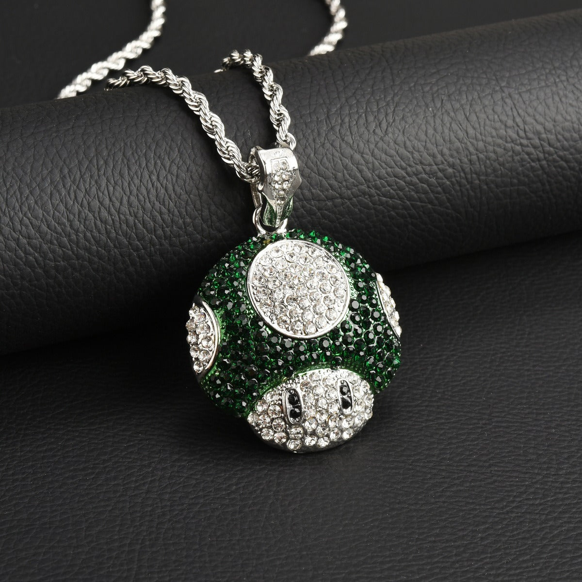 Micro Mario Mushroom Pendant Necklace Retro Rapper Chain