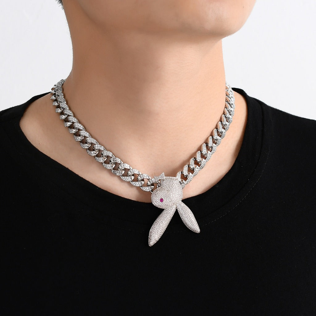 Upside Down Bunny Playboi Carti-Inspired Pendant Necklace Rapper Chain