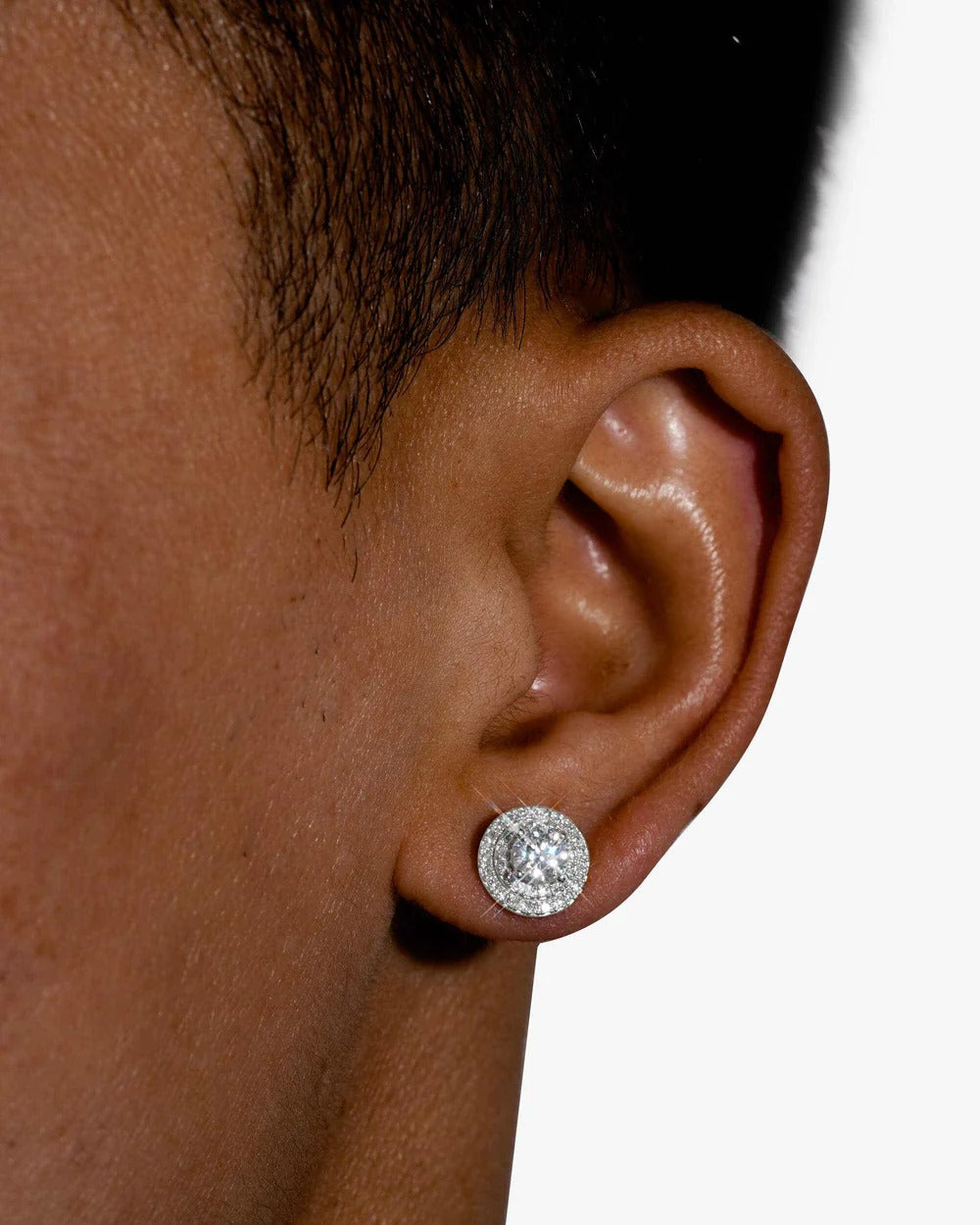 11MM Double Halo VVS Moissanite Stud Earrings