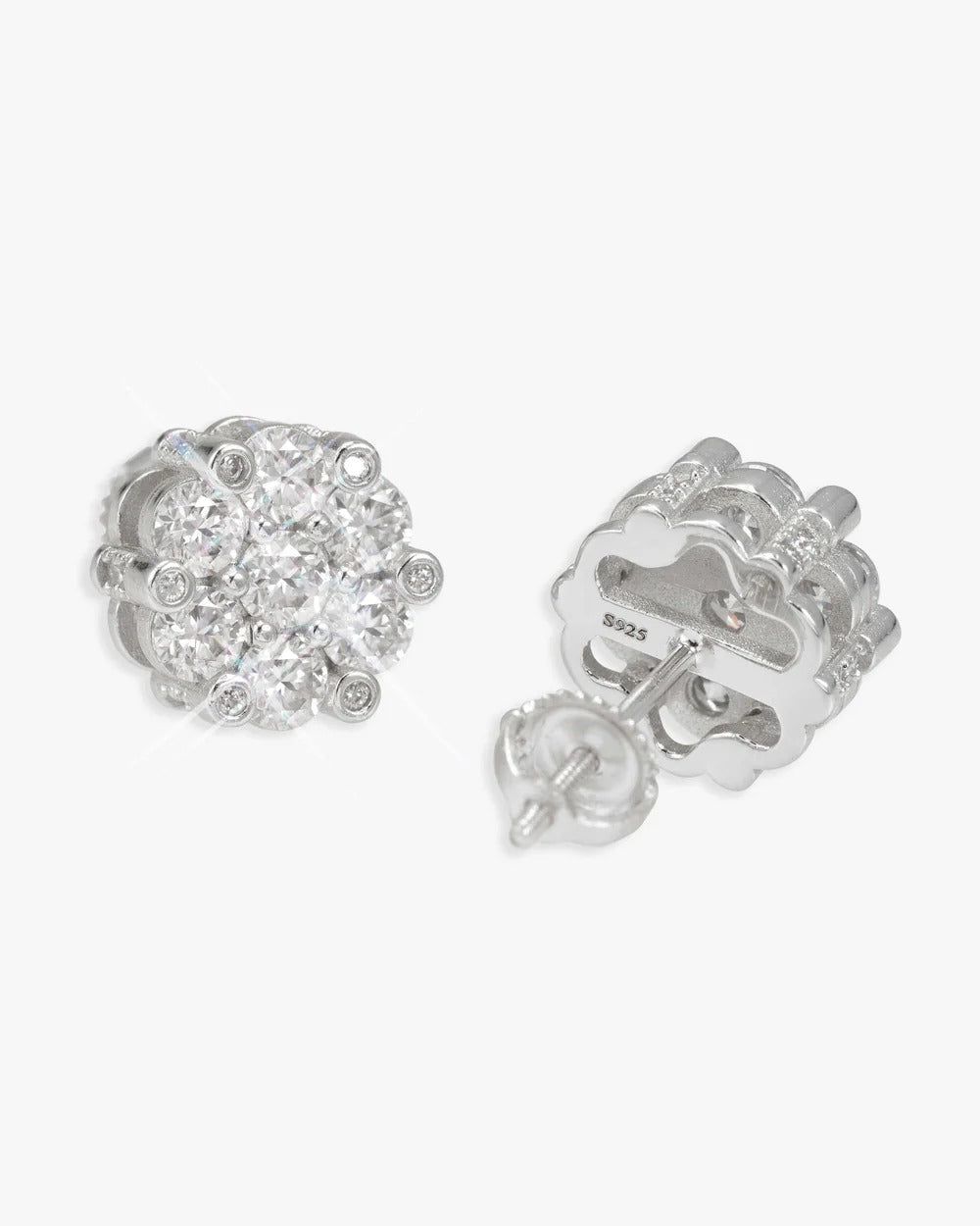 10MM Flower Head VVS Moissanite Stud Earrings