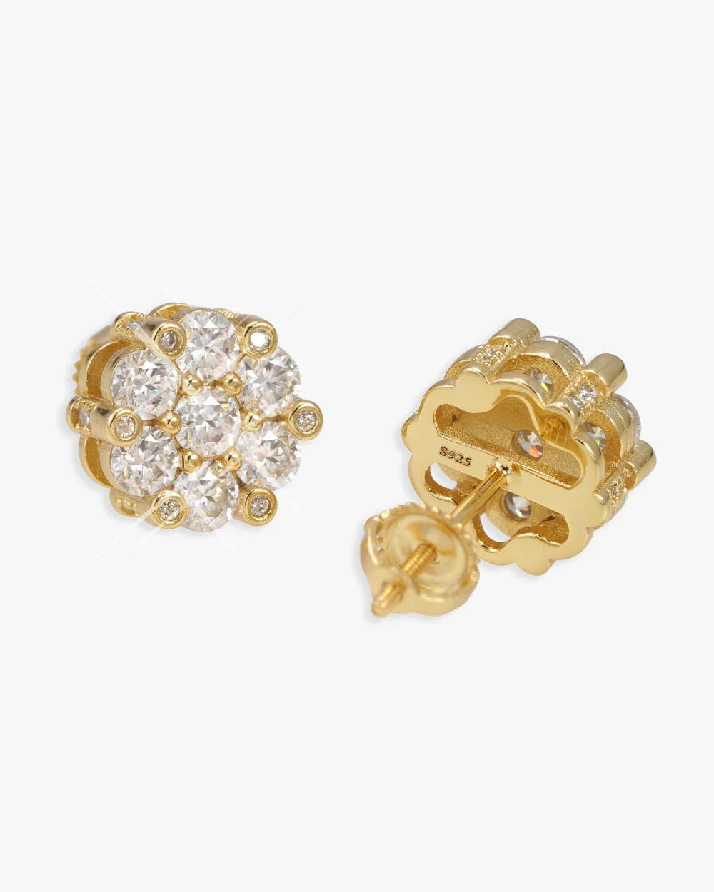 10MM Flower Head VVS Moissanite Stud Earrings