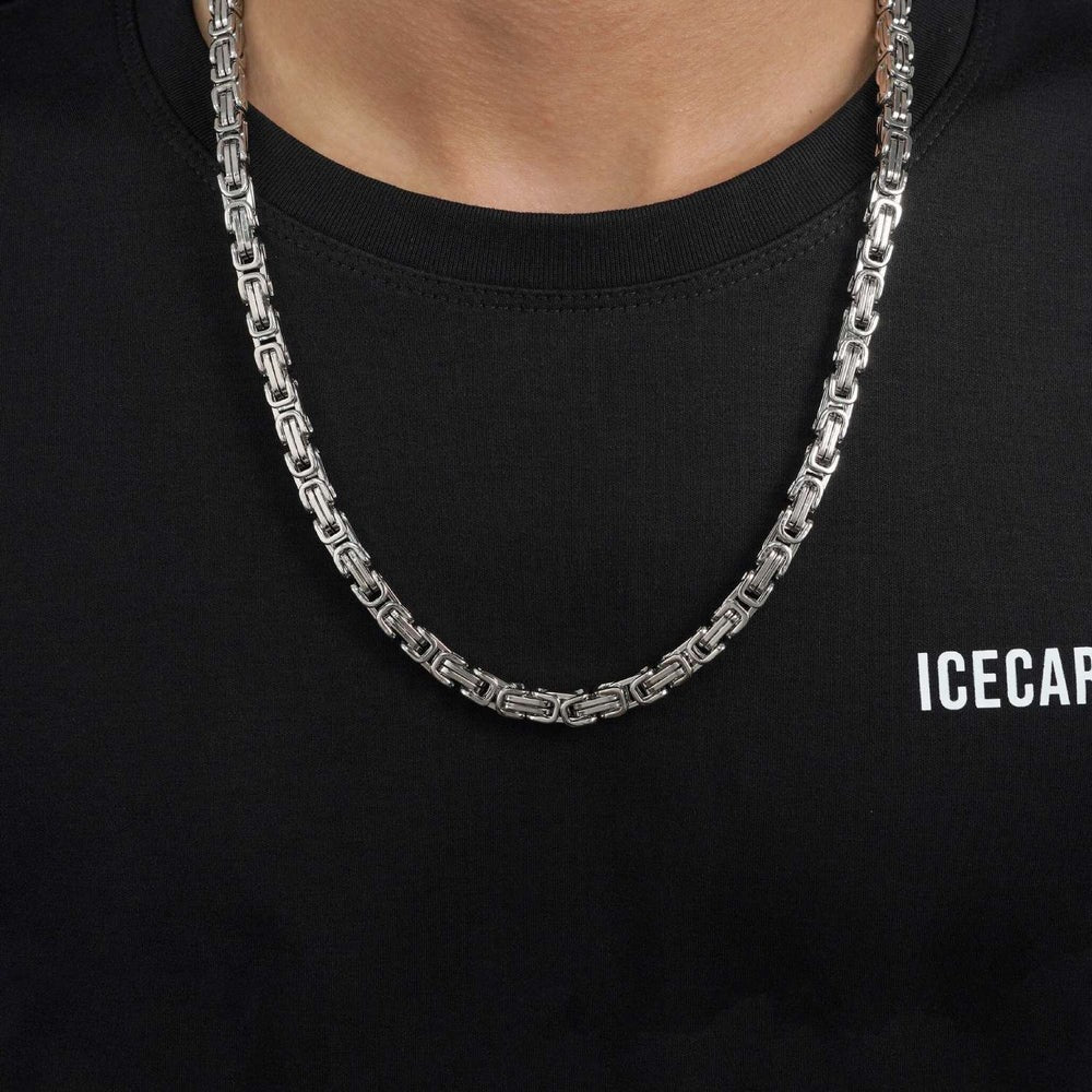 6MM Byzantine Chain Rhodium Silver Finish