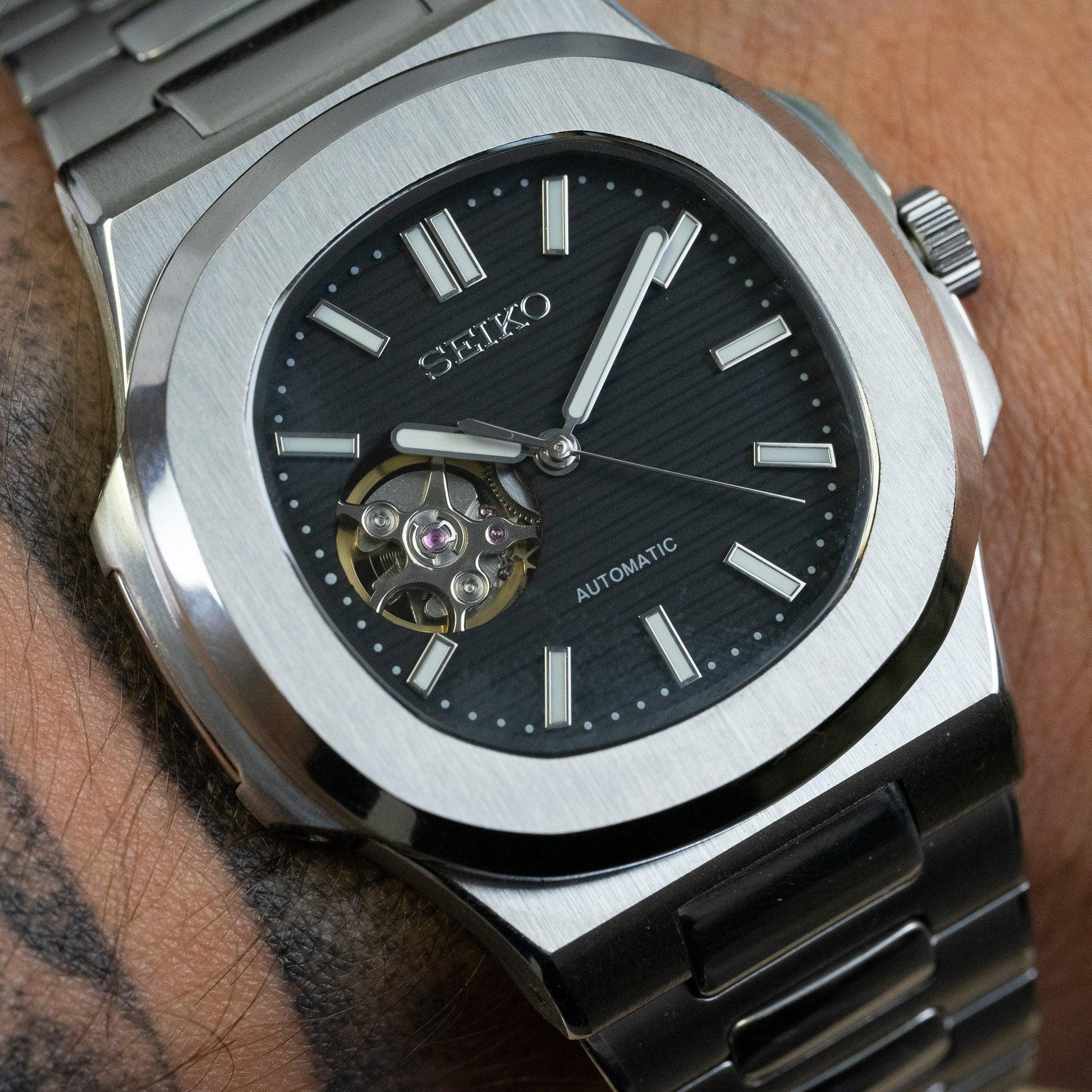 SEIKO MOD NAUTILUS | OPEN HEART BLACK