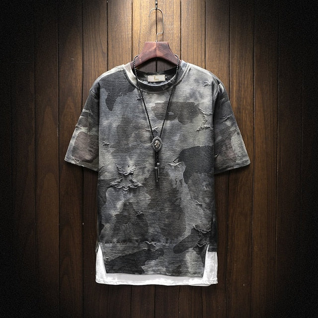 Hip-Hop-T-Shirt mit Camouflage-Muster