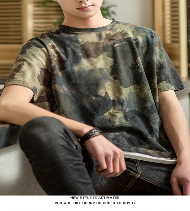 Hip-Hop-T-Shirt mit Camouflage-Muster