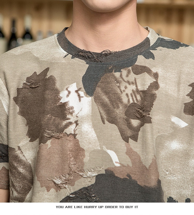 Hip-Hop-T-Shirt mit Camouflage-Muster