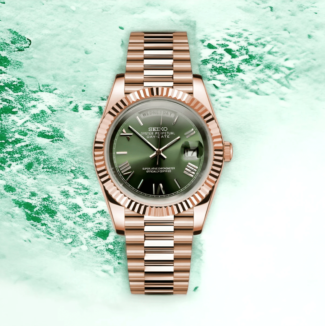 Seiko Mod Day - Date President Mint Green