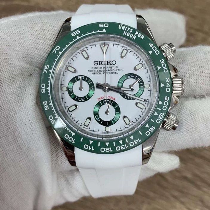 Seiko Mod Daytona White Hulk