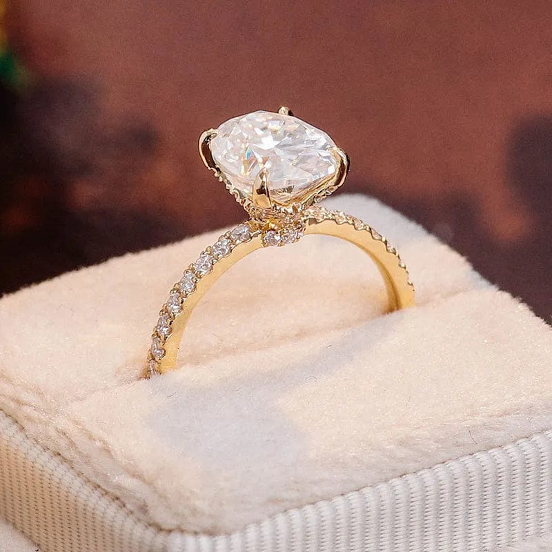 VVS Jewelry hip hop jewelry 14K Yellow Gold 2.5CT Moissanite Pearl Dainty Engagement Ring