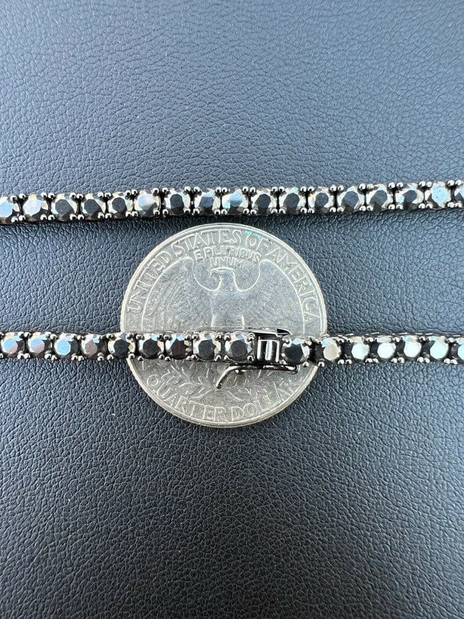 VVS Jewelry hip hop jewelry 3MM Black 925 Sterling Moissanite Tennis Chain