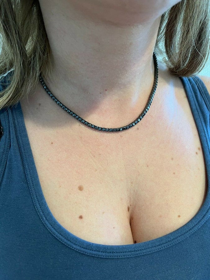 VVS Jewelry hip hop jewelry 3MM Black 925 Sterling Moissanite Tennis Chain