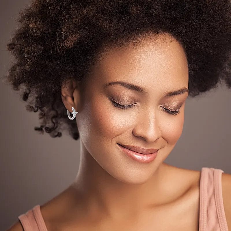 VVS Jewelry hip hop jewelry 925 Sterling Silver VVS Moissanite Cross Hoop Earrings