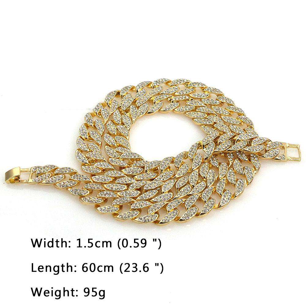 VVS Jewelry hip hop jewelry Cuban Gangsta Cuban Chain + Bracelet + Watch Set