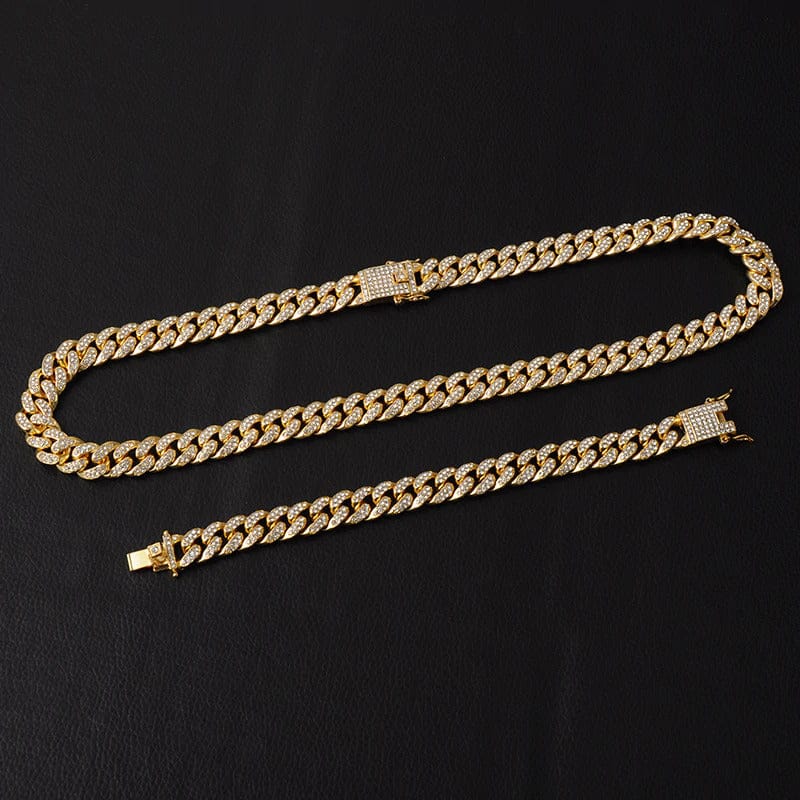 VVS Jewelry hip hop jewelry Gold / 22 Inch / 13mm VVS Jewelry Cuban Chain + FREE Cuban Bracelet Bundle
