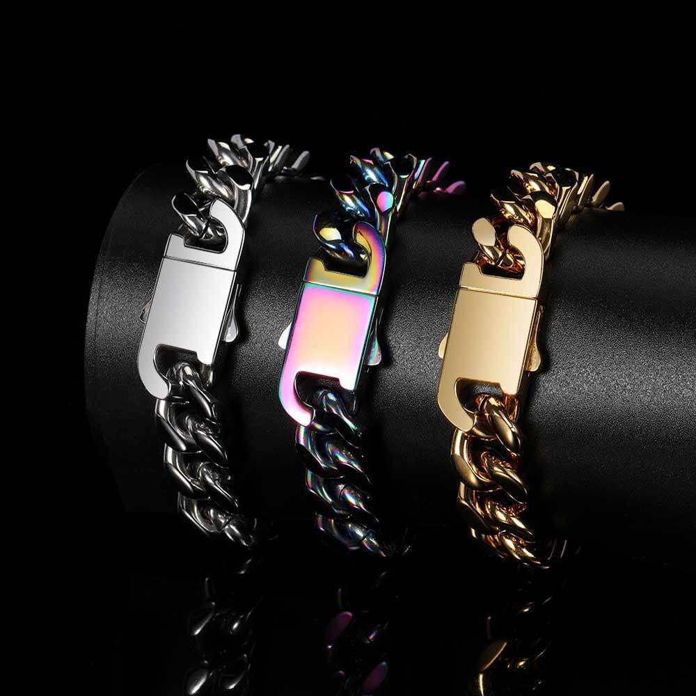 VVS Jewelry hip hop jewelry Gold / 3mm rope chain / 24inch 12mm 316L Stainless Steel Hollow Cuban Chain + Free Cuban Bracelet