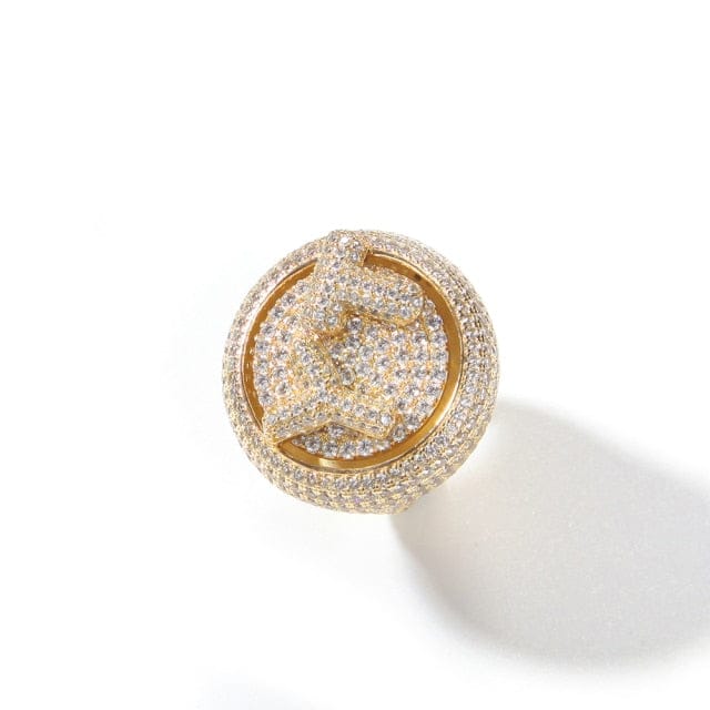 VVS Jewelry hip hop jewelry Gold / 7 / 1 letter Custom Spinning Initial Ring