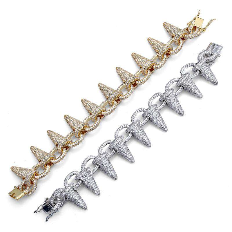VVS Jewelry hip hop jewelry Gold/Silver Rivet Spike Bracelet