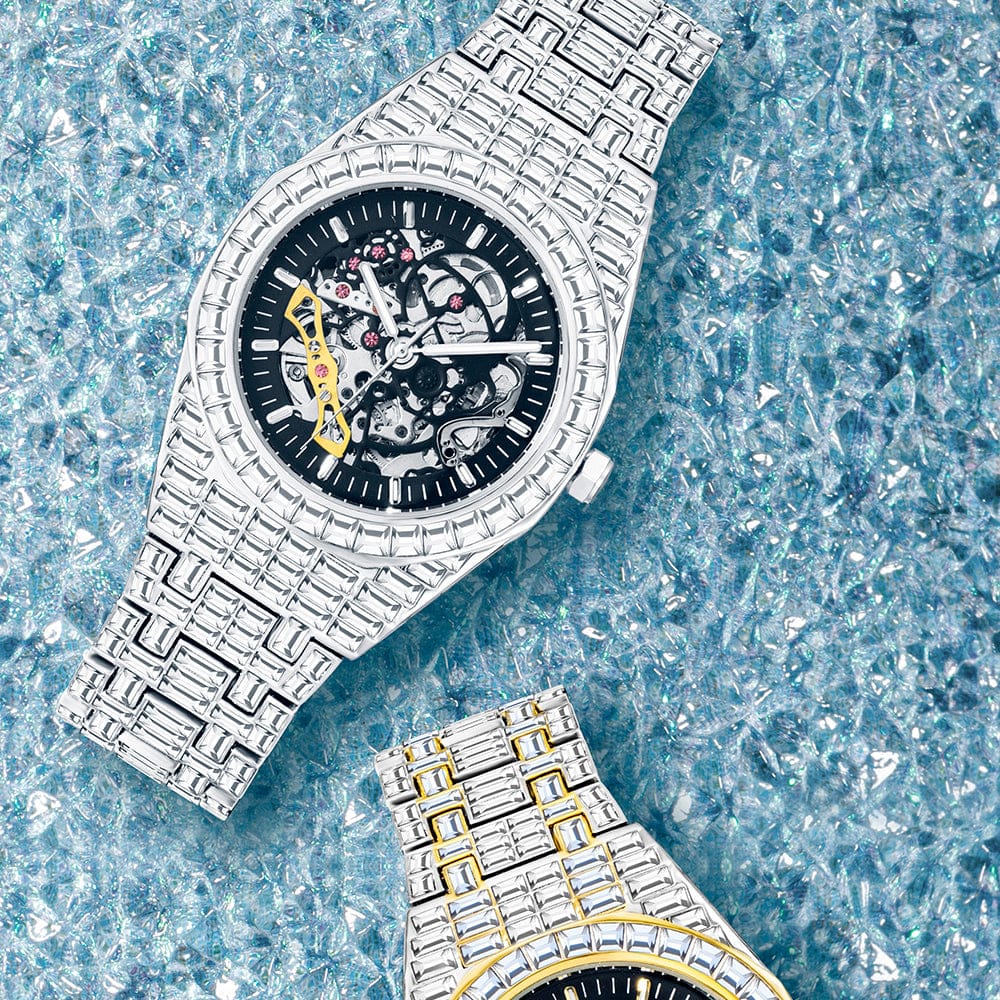 VVS Jewelry hip hop jewelry Iced Men's Mechanical Baguette Watch