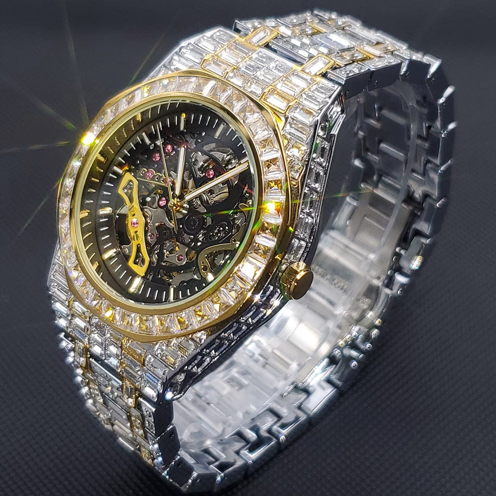 VVS Jewelry hip hop jewelry Iced Men's Mechanical Baguette Watch