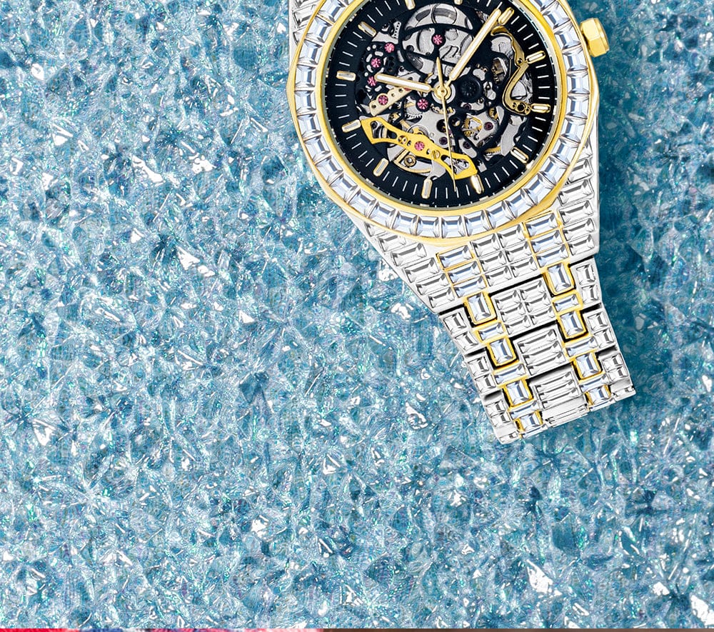 VVS Jewelry hip hop jewelry Iced Men's Mechanical Baguette Watch