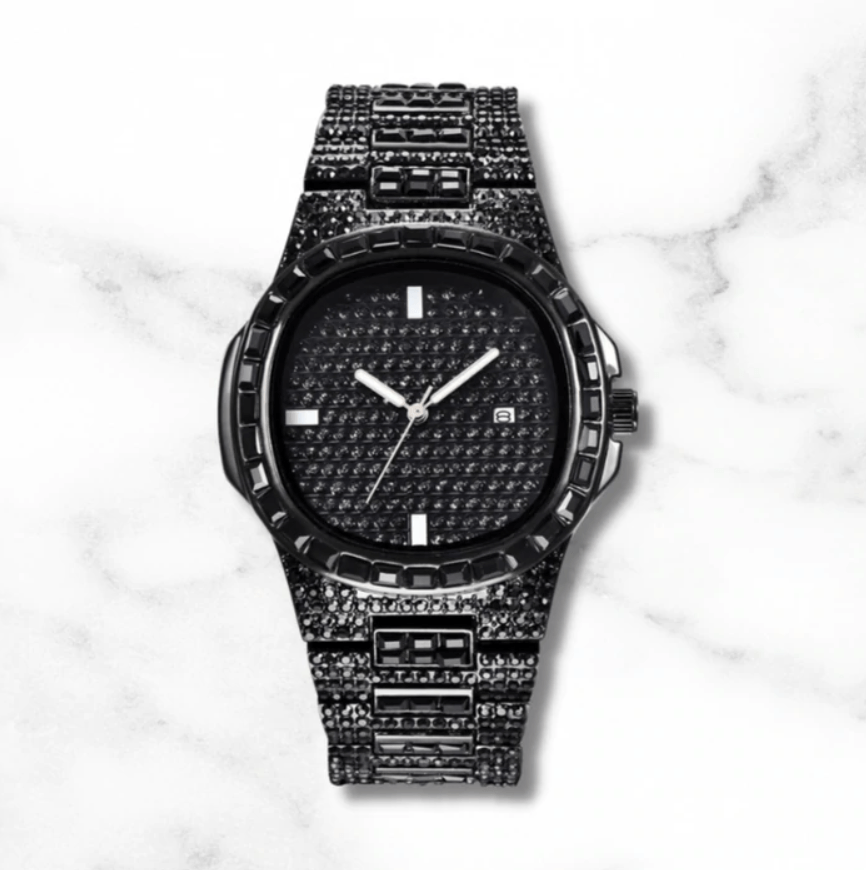 VVS Jewelry hip hop jewelry Iced Out Baguette Black Watch