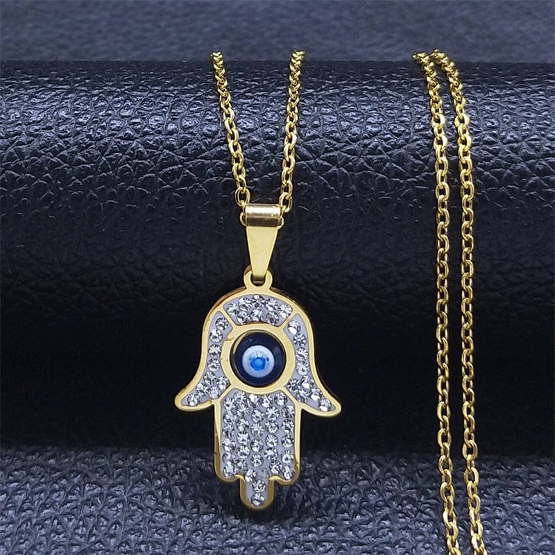 VVS Jewelry hip hop jewelry necklaces A - Gold Greek Eye Necklace