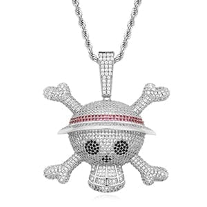 VVS Jewelry hip hop jewelry Silver / 20inch / Rope Chain King Crossbone Pirate Skull Pendant