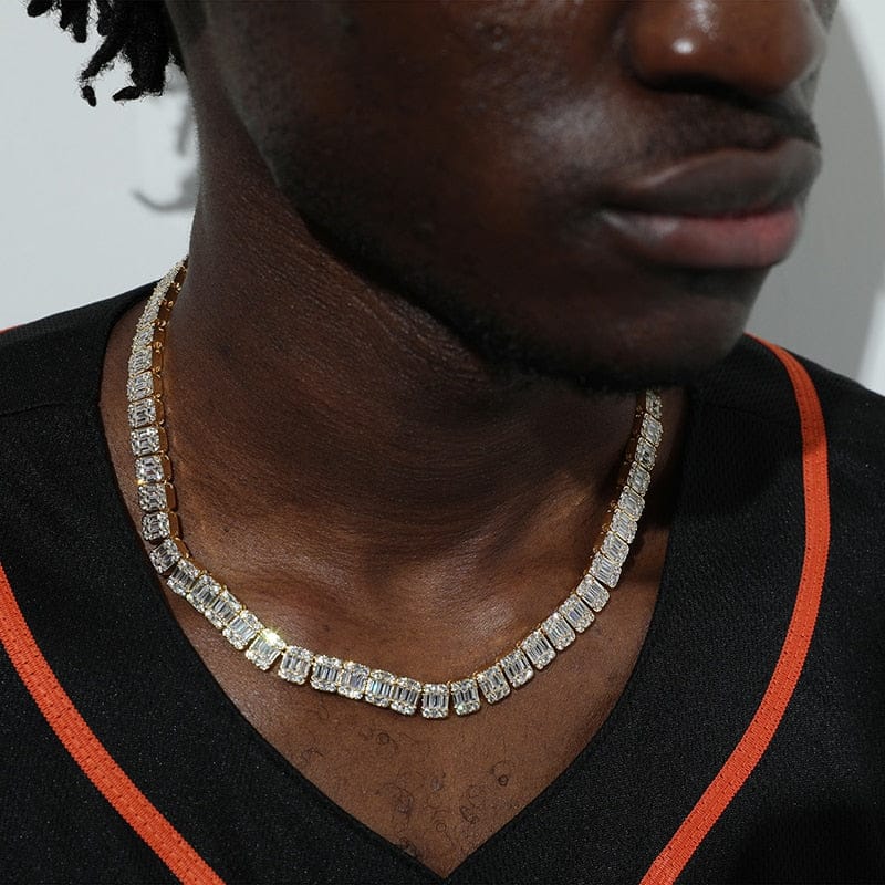 VVS Jewelry hip hop jewelry VVS Jewelry 9MM Prong Baguette White Gold Tennis Chain