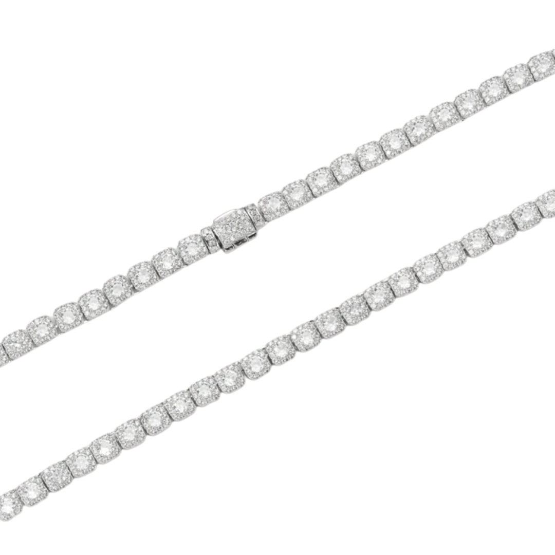 Micro Clustered Tennis Chain (Silver) - 5mm