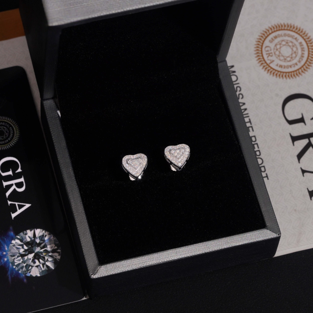 8MM Heart VVS Moissanite Stud Earrings