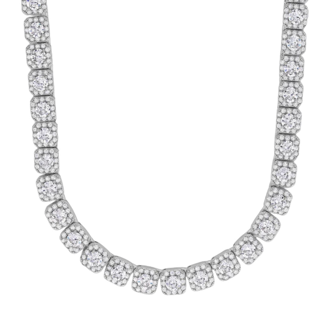 Clustered Tennis Chain (Silver) - 8mm