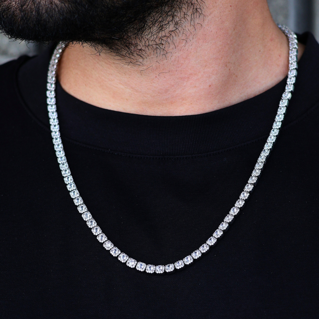 Micro Clustered Tennis Chain (Silver) - 5mm