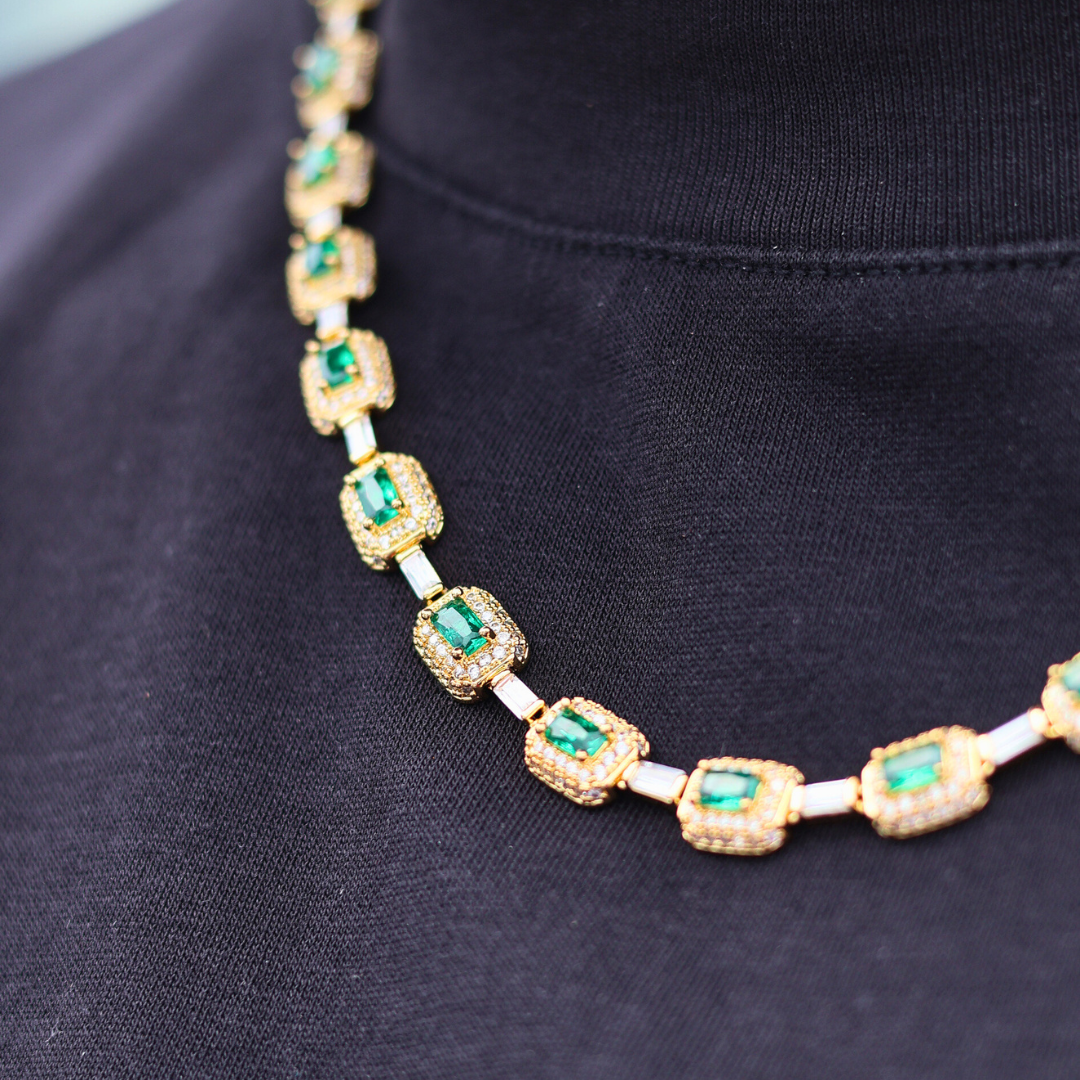 Green Gemstone Chain (Gold) - 7mm