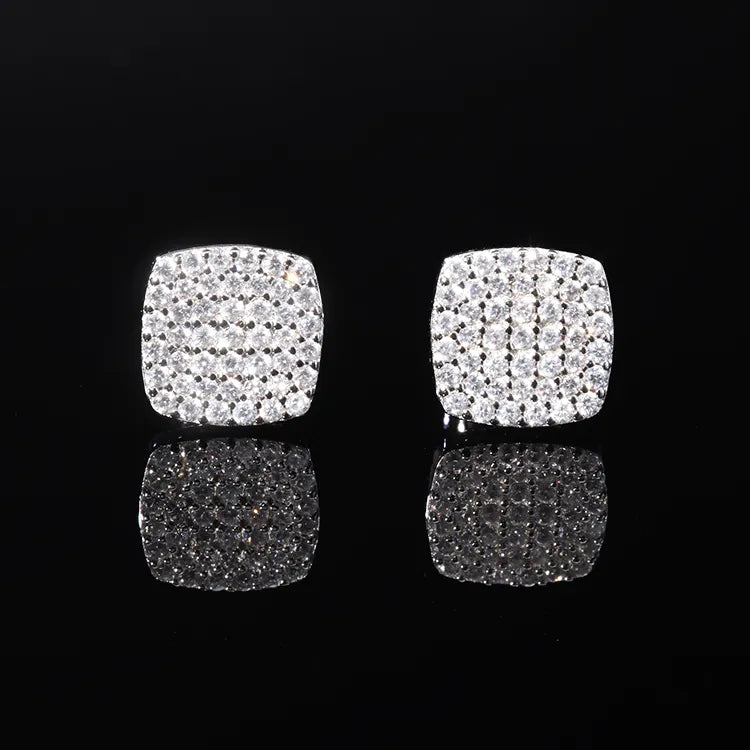 Squared Up 925 Sterling Silver Moissanite Stud Earrings