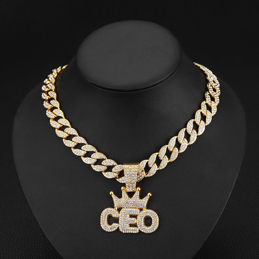 Crowned CEO Iced Out Pendant Necklace