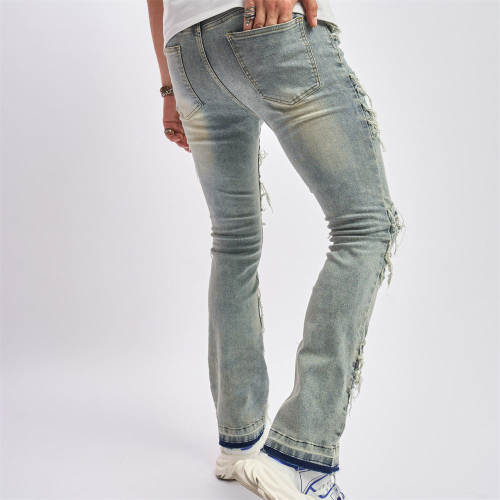 Distressed Stacked Biker Jeans