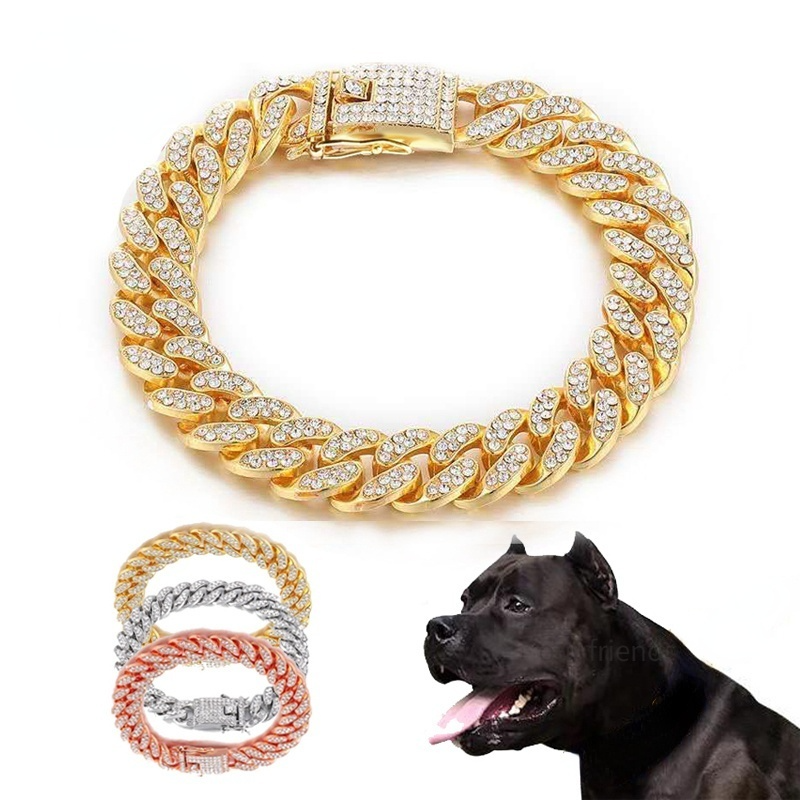 Klobiges goldenes Hundehalsband – S/M-Hund