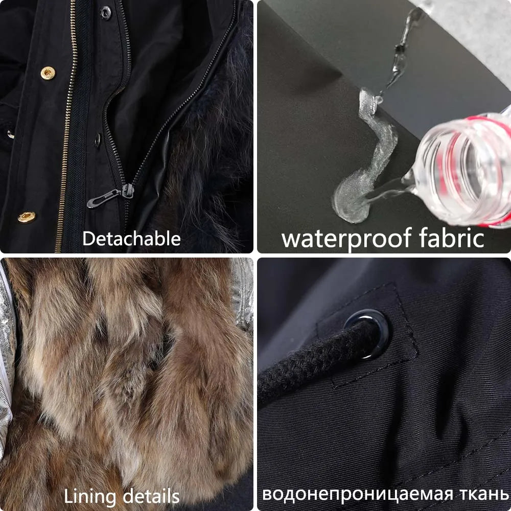 Trendy Racoon Fur Lined Hooded Jacket