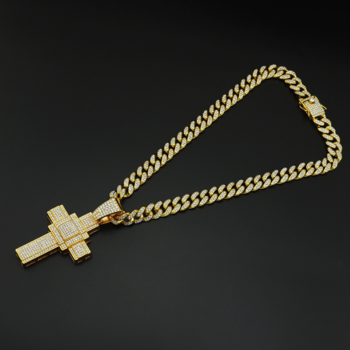 Fully Iced Classic Cross Pendant Necklace