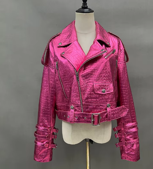 Geneviève Genuine Glossy Finish Leather Winter Jacket