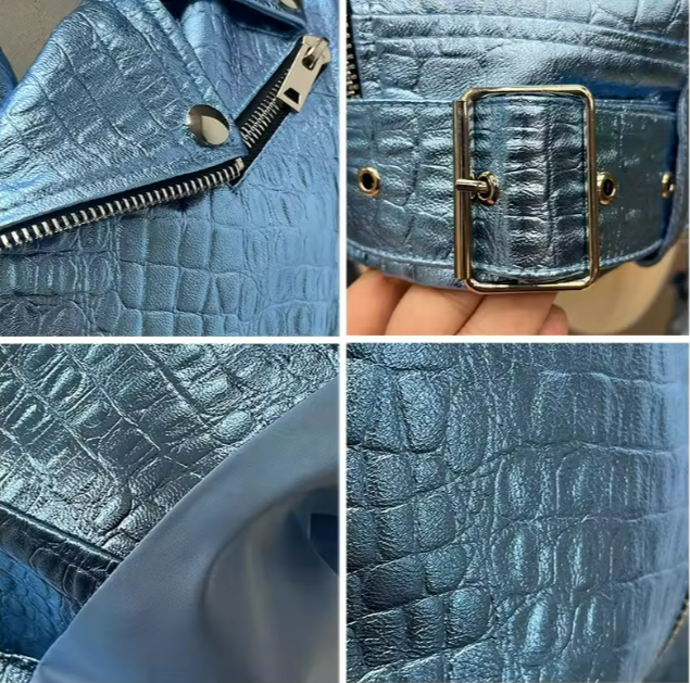 Geneviève Genuine Glossy Finish Leather Winter Jacket