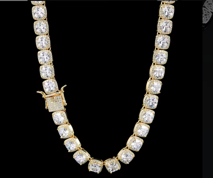10mm Square CZ Tennis Chain Necklace