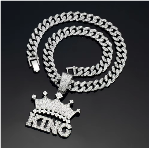 Crowned King 13mm Cuban Chain Pendant Necklace