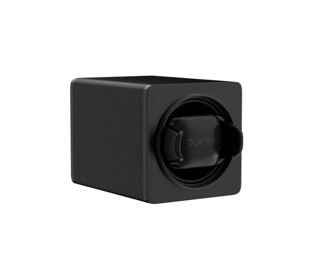 Watch Winder Single Box – Quiet Mabuchi Motor, Stackable Vegan Leather Case for Travel – Midnight Black