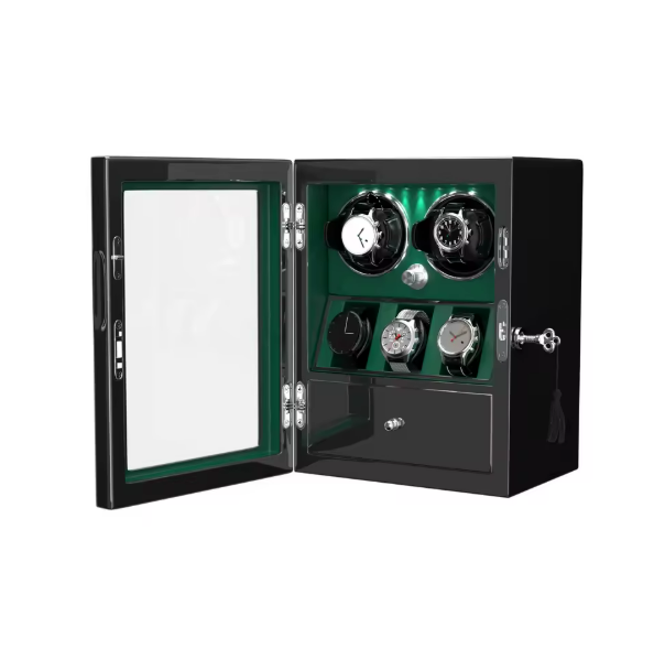 Watch Winder for 2 Watches with 3 Storage Holders, Silent Mabuchi Motor – Green