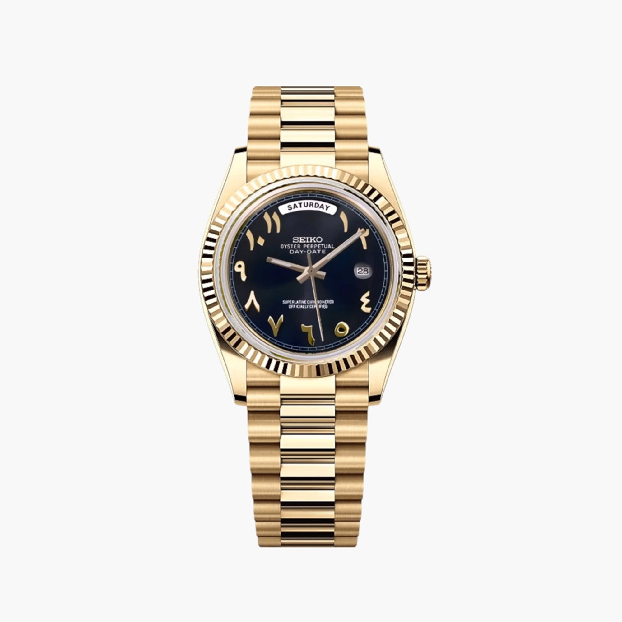 Seiko Mod Day-Date – Black Arabic Gold