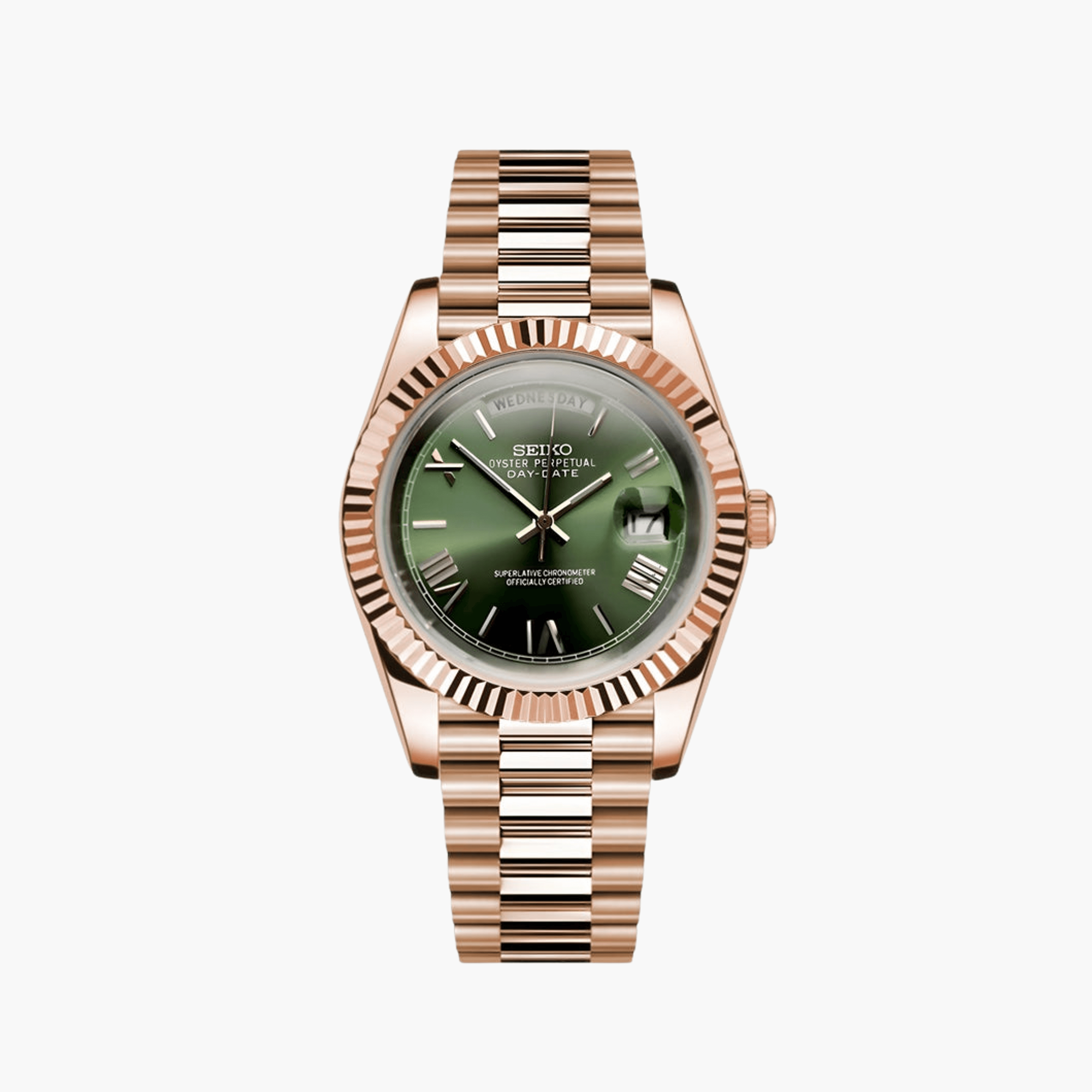 Seiko Mod Datejust – Rose Gold & Olive Green